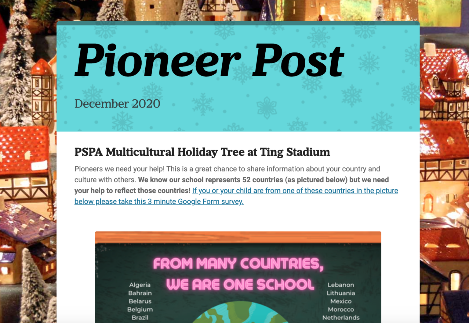 December Newsletter Pine Springs Preparatory Academy